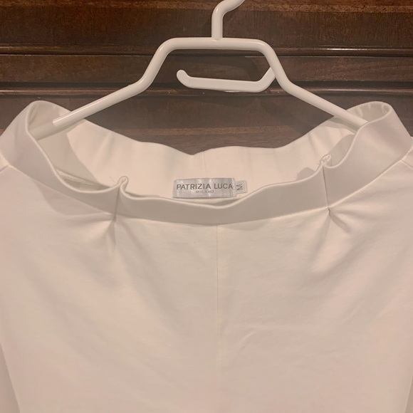 Saks Fifth Patrizia Luca Solid White Wide Leg Pants Elastic Stretch Palazzo S - Picture 6 of 7